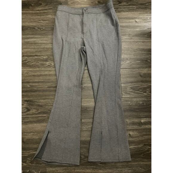 Maeve Pants - Maeve by Anthropologie Seamed Flare Pants Ankle Slit Womens 14 Gray Knit Tweed